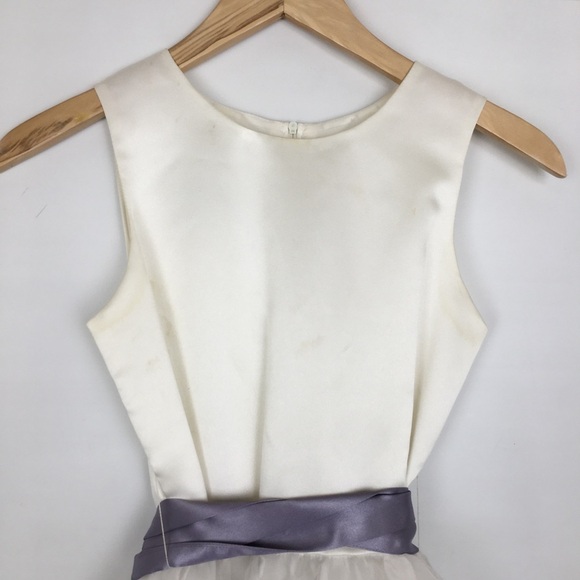 Us Angels The Organza Dress Girls Sz 12 White Purple Satin Floral Wedding Easter - Picture 14 of 15